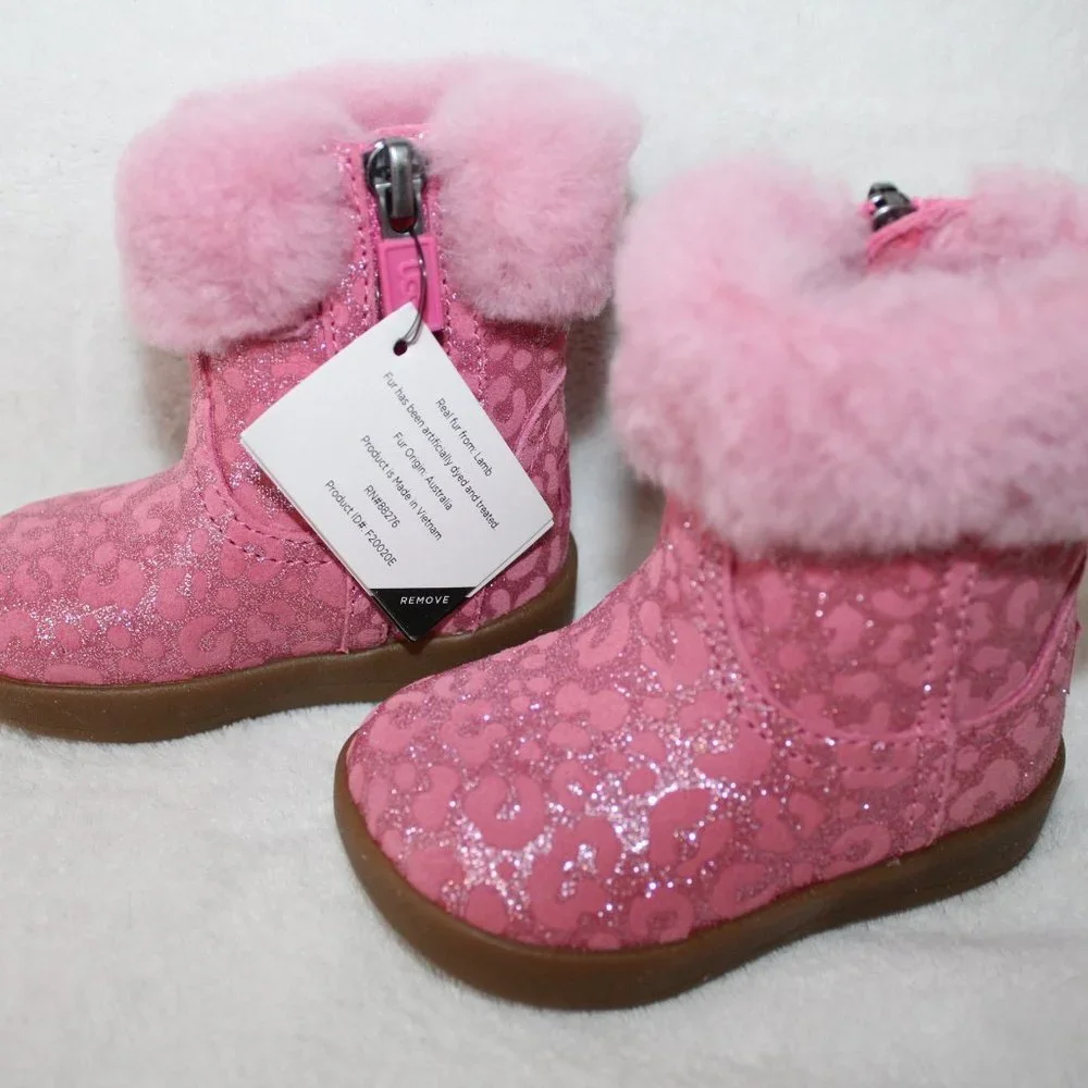 NIB UGG PINK‎ METALLIC TODDLER BOOTIES 2/3 4/5